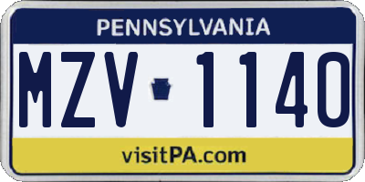 PA license plate MZV1140
