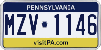 PA license plate MZV1146