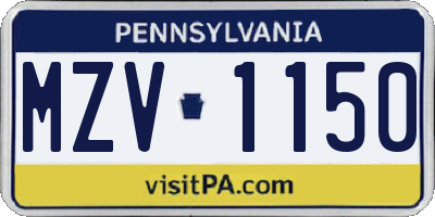 PA license plate MZV1150