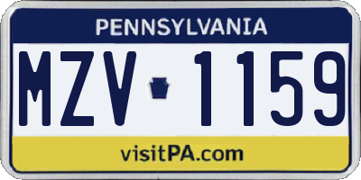 PA license plate MZV1159