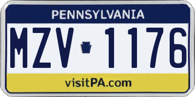 PA license plate MZV1176