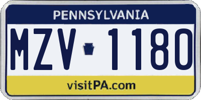 PA license plate MZV1180