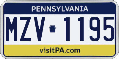 PA license plate MZV1195