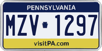 PA license plate MZV1297