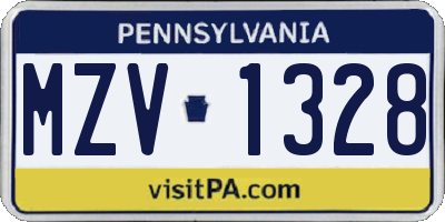 PA license plate MZV1328