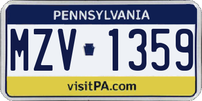 PA license plate MZV1359