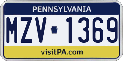 PA license plate MZV1369