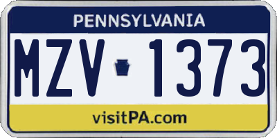 PA license plate MZV1373