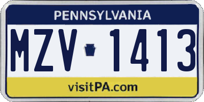 PA license plate MZV1413