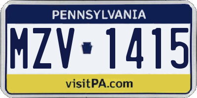 PA license plate MZV1415