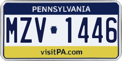 PA license plate MZV1446