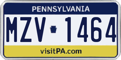PA license plate MZV1464