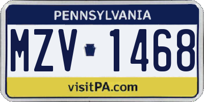 PA license plate MZV1468