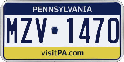 PA license plate MZV1470