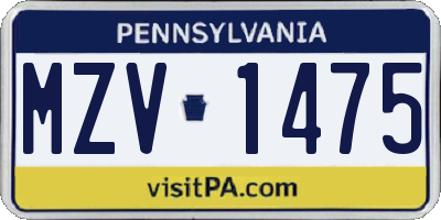 PA license plate MZV1475