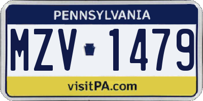 PA license plate MZV1479