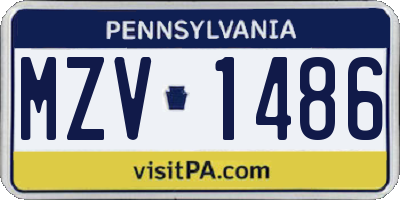PA license plate MZV1486