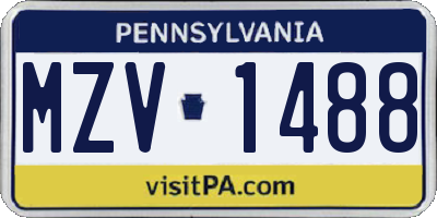 PA license plate MZV1488
