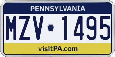 PA license plate MZV1495