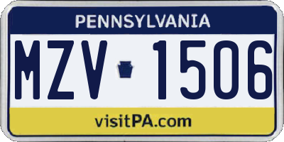 PA license plate MZV1506