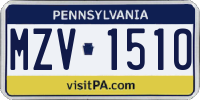 PA license plate MZV1510