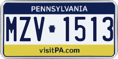 PA license plate MZV1513