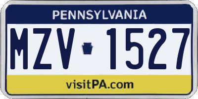 PA license plate MZV1527