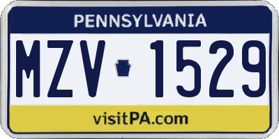 PA license plate MZV1529