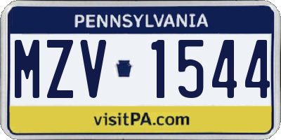 PA license plate MZV1544