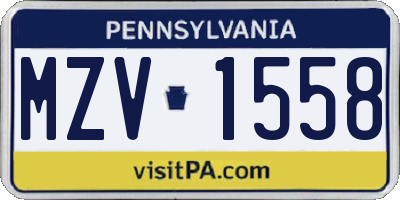 PA license plate MZV1558