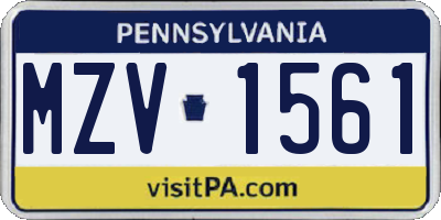 PA license plate MZV1561