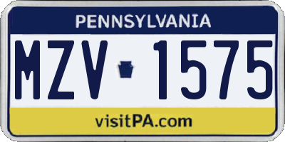 PA license plate MZV1575