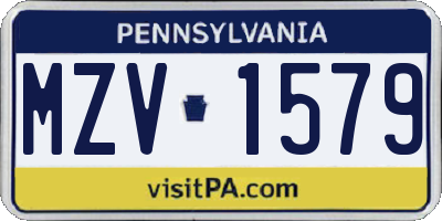 PA license plate MZV1579
