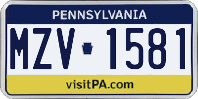 PA license plate MZV1581