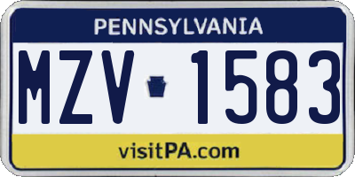 PA license plate MZV1583