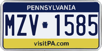 PA license plate MZV1585