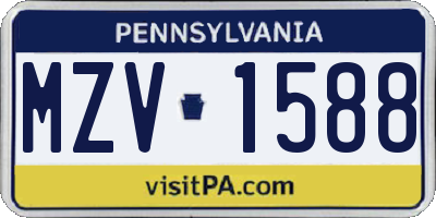 PA license plate MZV1588