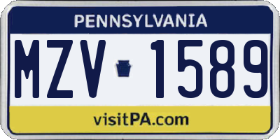 PA license plate MZV1589