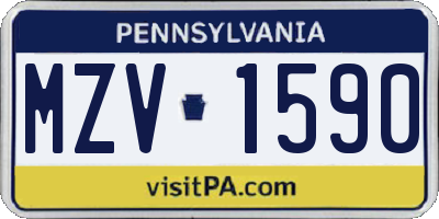 PA license plate MZV1590