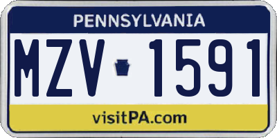 PA license plate MZV1591