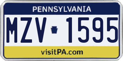 PA license plate MZV1595
