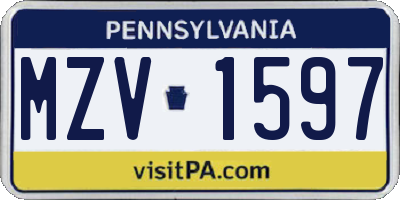 PA license plate MZV1597