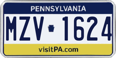 PA license plate MZV1624