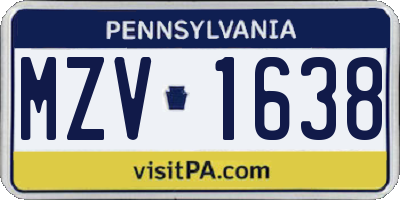 PA license plate MZV1638