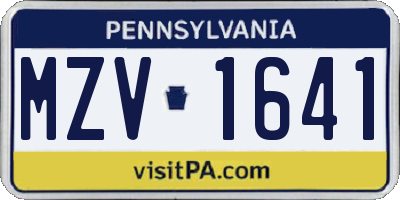 PA license plate MZV1641