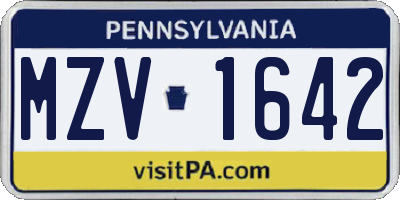 PA license plate MZV1642
