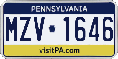 PA license plate MZV1646