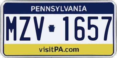 PA license plate MZV1657