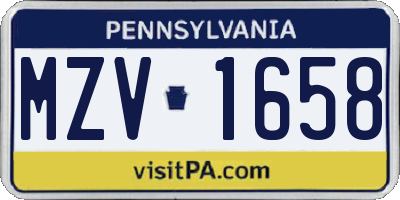 PA license plate MZV1658