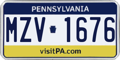 PA license plate MZV1676